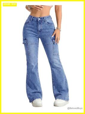 High Waisted Flare Jeans Stretchy Bell Bottom Denim Pants Y2K Streetwear